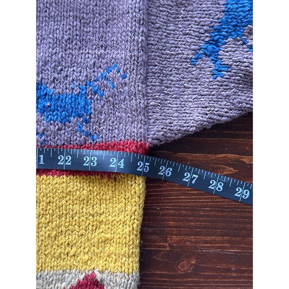 AMANO Equestrian Horse Rainbow Striped 100% Wool Sweater Heavyweight Aztec XL - Picture 9 of 13